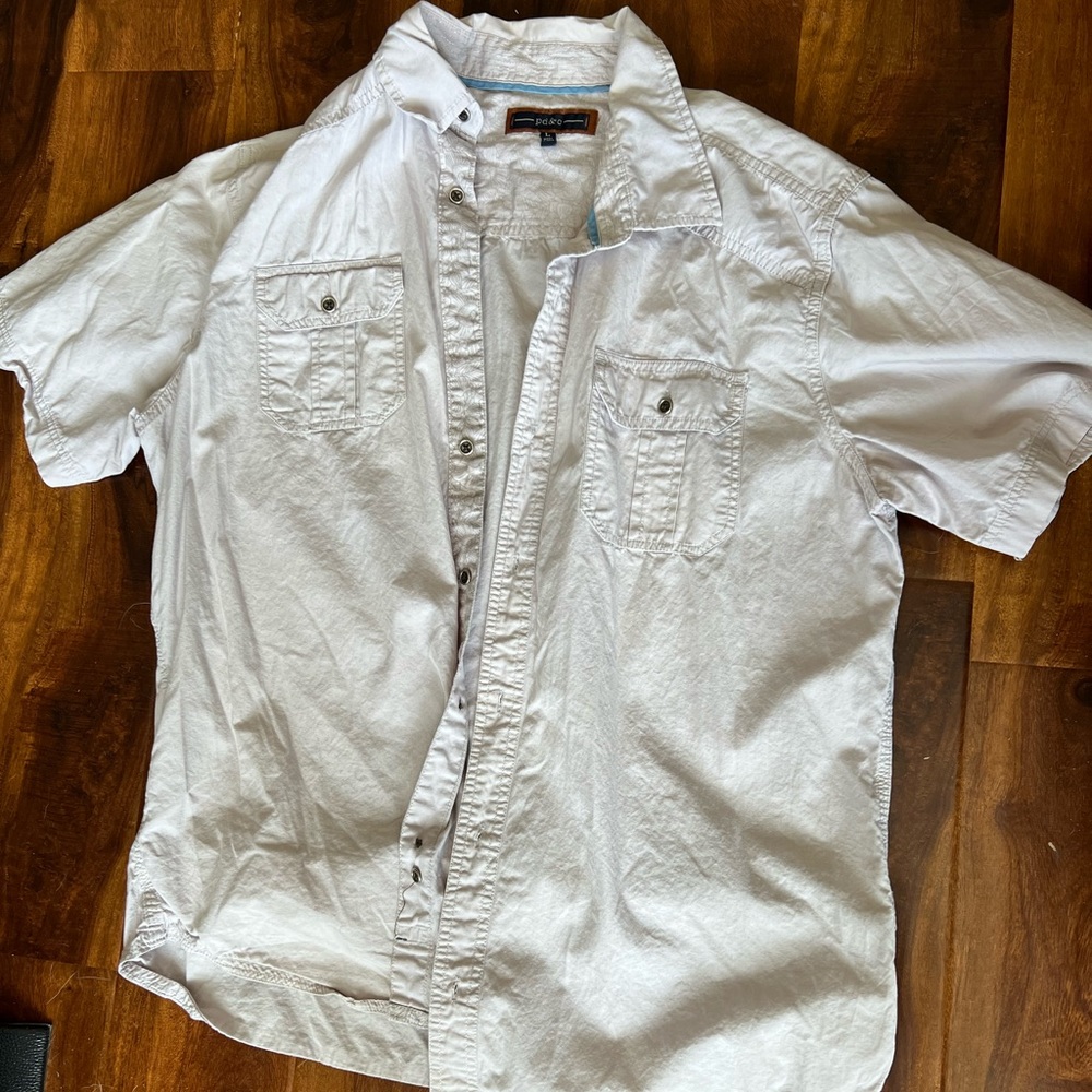 PD&C Large button down cloth shirt. Cream/Beige